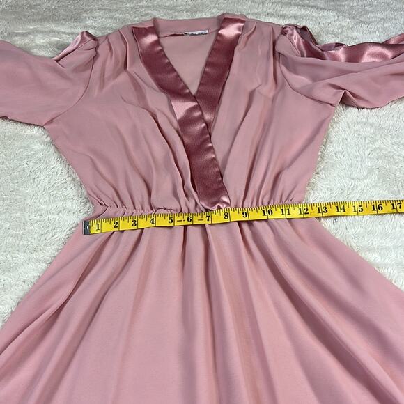Vintage Unbranded chiffon satin, semi sheer midi dress, size med - Picture 8 of 8